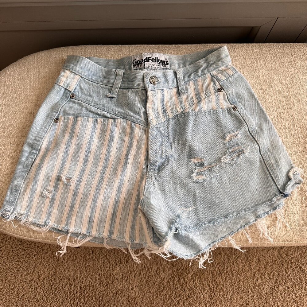 Vintage 90s GoodFellows Clothing Co. Striped Denim Jean Shorts, Woman’s 27